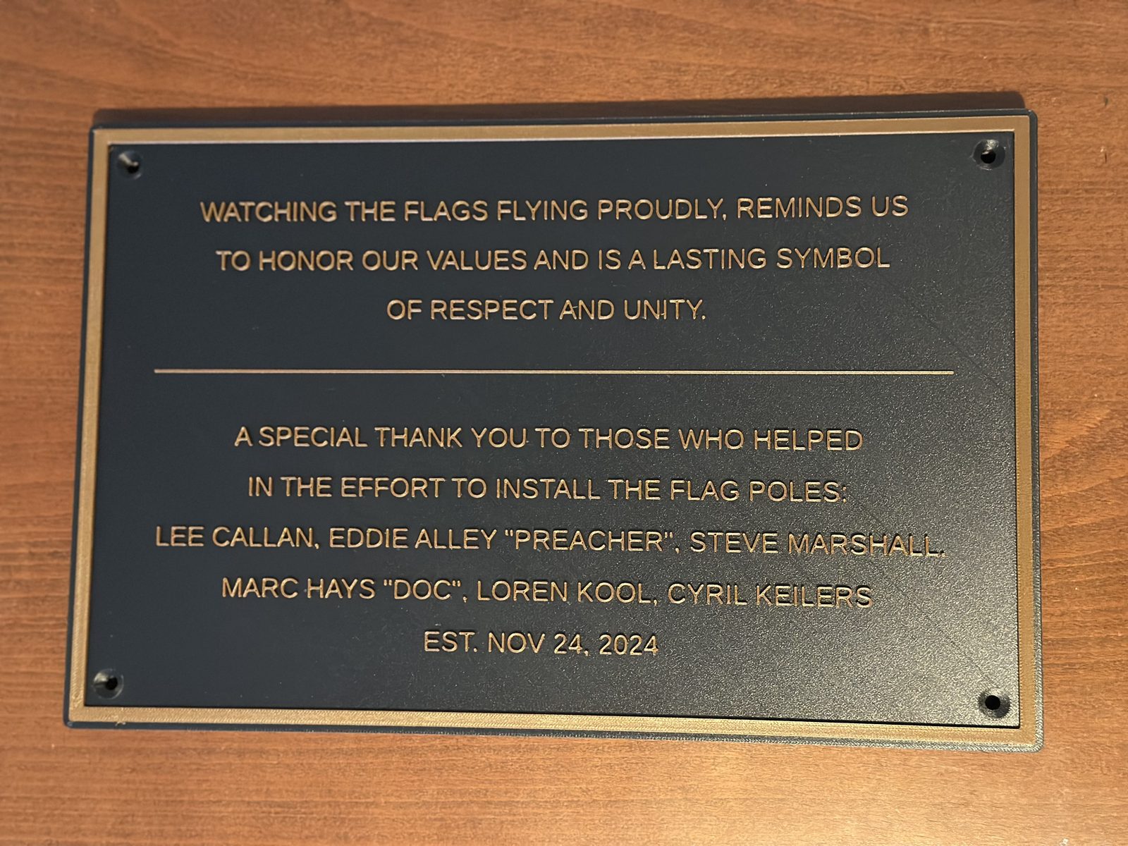 Memorial & Commemorative Plaque Example